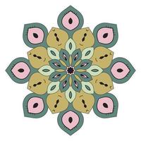 lindo colorido mandala. flor de garabato redonda ornamental aislada sobre fondo blanco. ornamento decorativo geométrico en estilo étnico oriental. vector