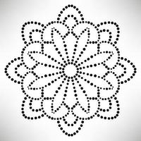 mandala de flores punteadas. elemento decorativo garabato redondo ornamental aislado sobre fondo blanco. elemento de círculo geométrico. vector