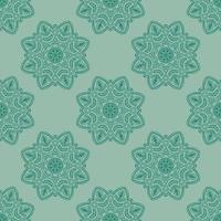 Fantasy mint seamless pattern with ornamental mandala. Abstract round doodle flower background. Floral geometric circle. vector