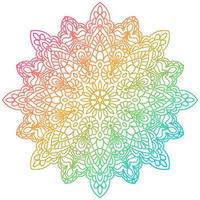 Colorful gradient flower mandala. Hand drawn decorative element. Ornamental round doodle floral element isolated on white background. vector