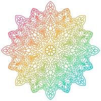 Colorful gradient flower mandala. Hand drawn decorative element. Ornamental round doodle floral element isolated on white background. vector