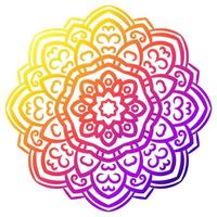 mandala de flores de degradado de colores. elemento decorativo dibujado a mano. elemento floral de fideos redondos ornamentales aislado sobre fondo blanco. vector