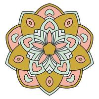 lindo colorido mandala. flor de garabato redonda ornamental aislada sobre fondo blanco. ornamento decorativo geométrico en estilo étnico oriental. vector