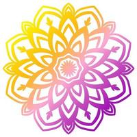 Colorful gradient flower mandala. Hand drawn decorative element. Ornamental round doodle floral element isolated on white background. vector