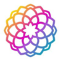 mandala de flores de degradado de colores. elemento decorativo dibujado a mano. elemento floral de fideos redondos ornamentales aislado sobre fondo blanco. vector