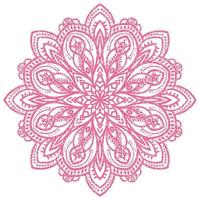 mandala de flores de degradado de colores. elemento decorativo dibujado a mano. elemento floral de fideos redondos ornamentales aislado sobre fondo blanco. vector