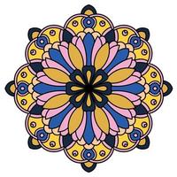 lindo colorido mandala. flor de garabato redonda ornamental aislada sobre fondo blanco. ornamento decorativo geométrico en estilo étnico oriental. vector