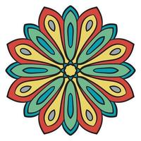 lindo colorido mandala. flor de garabato redonda ornamental aislada sobre fondo blanco. ornamento decorativo geométrico en estilo étnico oriental. vector