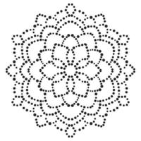 mandala de flores punteadas. elemento decorativo garabato redondo ornamental aislado sobre fondo blanco. elemento de círculo geométrico. vector