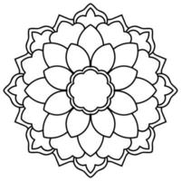 esquema mandala. flor de garabato redonda ornamental aislada sobre fondo blanco. elemento de círculo geométrico. vector