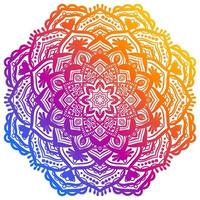 Colorful gradient flower mandala. Hand drawn decorative element. Ornamental round doodle floral element isolated on white background. vector