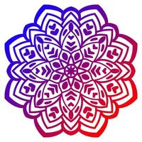 Colorful gradient flower mandala. Hand drawn decorative element. Ornamental round doodle floral element isolated on white background. vector