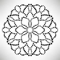 mandala de flores punteadas. elemento decorativo garabato redondo ornamental aislado sobre fondo blanco. elemento de círculo geométrico. vector