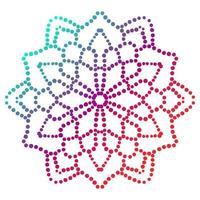 mandala de flores punteadas. elemento decorativo garabato redondo ornamental aislado sobre fondo blanco. elemento de círculo geométrico. vector