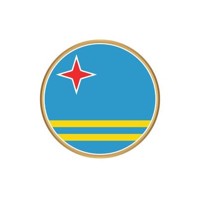 Aruba flag with golden frame