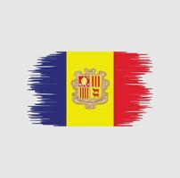 trazo de pincel de la bandera de andorra. bandera nacional vector