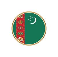 Turkmenistan flag with golden frame vector