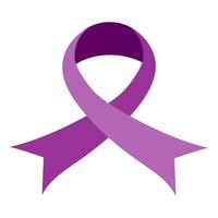 Purple ribbon element for the medical concept of health care. Symbol of dementia, Alzheimer's disease. Vector illustration on white background. For print, web design.