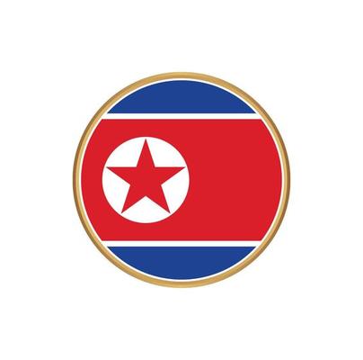 North Korea flag with golden frame