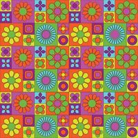 mod colorful geometric vector pattern with flowers