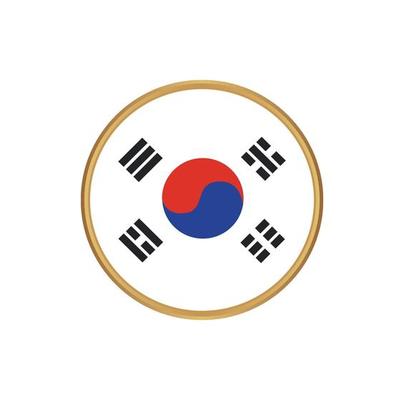 South Korea flag with golden frame