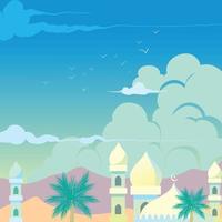 Arabic Mosque with Bright Blue Sky vector