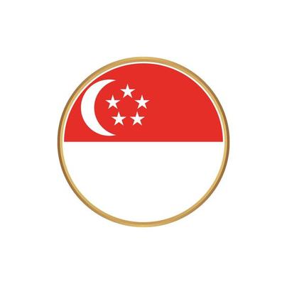 Singapore flag with golden frame