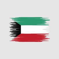 trazo de pincel de bandera de kuwait. bandera nacional vector