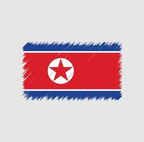 trazo de pincel de la bandera de corea del norte. bandera nacional vector