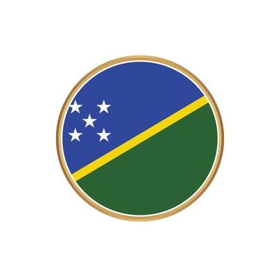Solomon Islands flag with golden frame