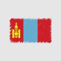 trazo de pincel de bandera de mongolia. bandera nacional vector