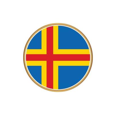 Aland Islands flag with golden frame