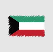trazo de pincel de bandera de kuwait. bandera nacional vector