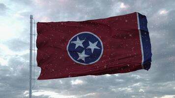 Tennessee winter flag with snowflakes background. United States of America. 3d rendering photo