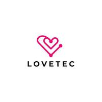 tech love heart logo flat vector