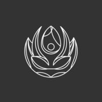 Yoga logo, Lotus with people doing yoga logo for healthy business vector