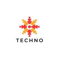 tecnología logo resumen plano c negativo moderno vector