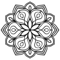 mandala de flores de contorno negro. elemento decorativo de época. flor de garabato redonda ornamental aislada sobre fondo blanco. elemento de círculo geométrico. vector