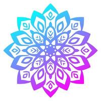 Colorful gradient flower mandala. Hand drawn decorative element. Ornamental round doodle floral element isolated on white background. vector