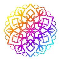 mandala de flores punteadas. elemento decorativo garabato redondo ornamental aislado sobre fondo blanco. elemento de círculo geométrico. vector