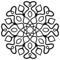 esquema mandala. flor de garabato redonda ornamental aislada sobre fondo blanco. elemento de círculo geométrico. vector