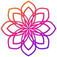 mandala de flores de degradado de colores. elemento decorativo dibujado a mano. elemento floral de fideos redondos ornamentales aislado sobre fondo blanco. vector