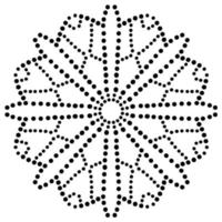 mandala de flores punteadas. elemento decorativo garabato redondo ornamental aislado sobre fondo blanco. elemento de círculo geométrico. vector