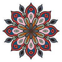 lindo colorido mandala. flor de garabato redonda ornamental aislada sobre fondo blanco. ornamento decorativo geométrico en estilo étnico oriental. vector