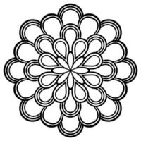 esquema mandala. flor de garabato redonda ornamental aislada sobre fondo blanco. elemento de círculo geométrico. vector