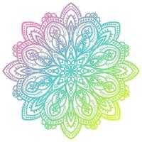 mandala de flores de degradado de colores. elemento decorativo dibujado a mano. elemento floral de fideos redondos ornamentales aislado sobre fondo blanco. vector