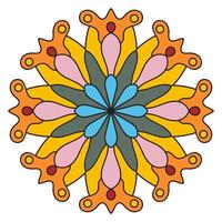 lindo colorido mandala. flor de garabato redonda ornamental aislada sobre fondo blanco. ornamento decorativo geométrico en estilo étnico oriental. vector