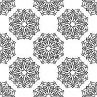 Fantasy seamless pattern with ornamental mandala. Abstract round doodle flower background. Floral geometric circle. Vector illustration.