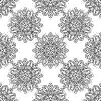 Fantasy seamless pattern with ornamental mandala. Abstract round doodle flower background. Floral geometric circle. Vector illustration.