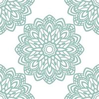 Fantasy mint seamless pattern with ornamental mandala. Abstract round doodle flower background. Floral geometric circle. vector